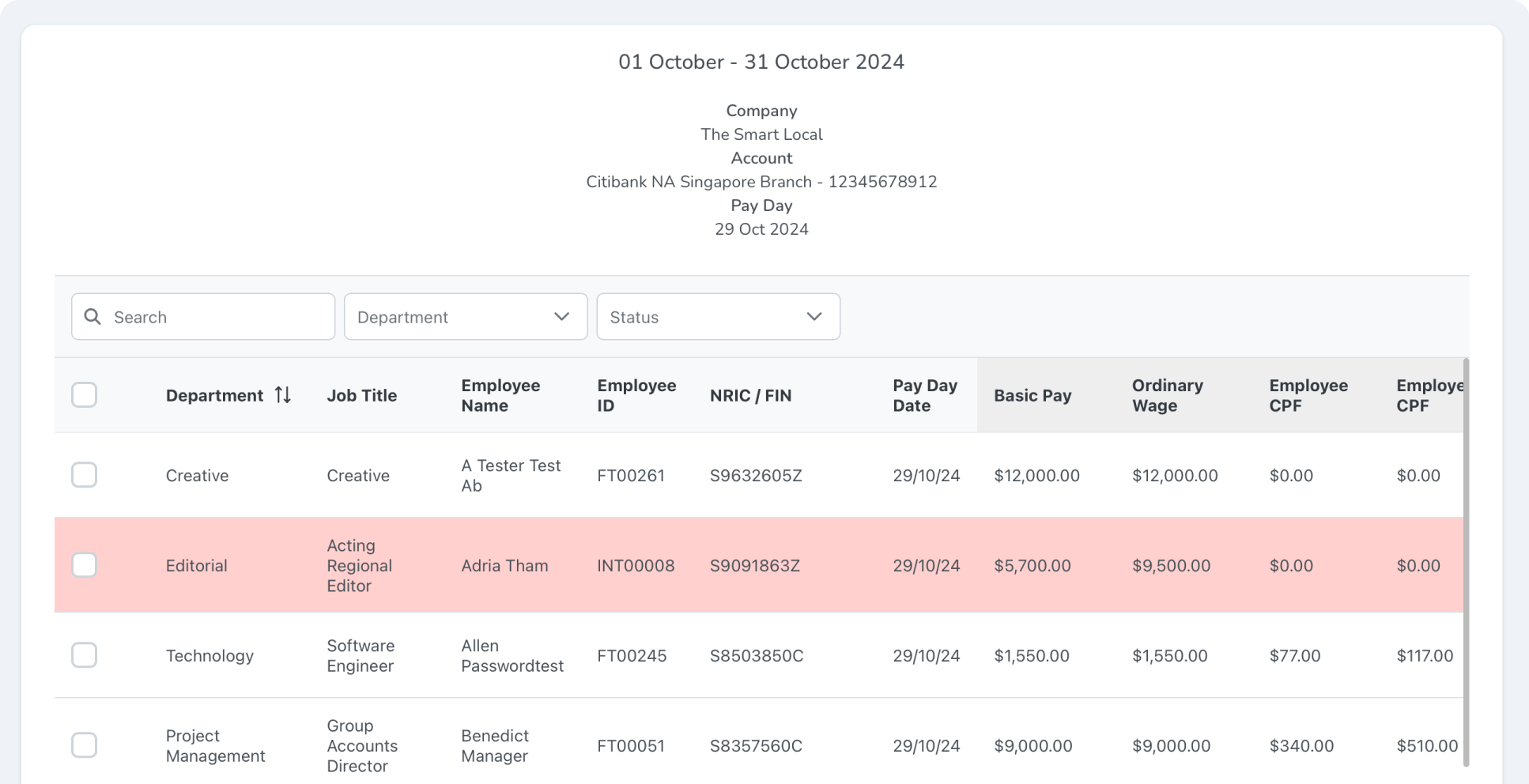 NeuHR payroll management dashboard fo SMEs